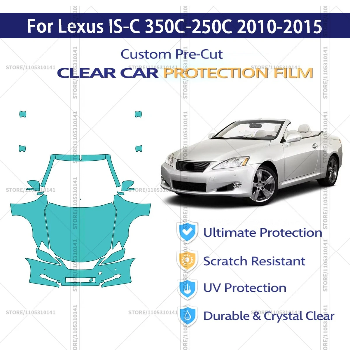 

Pre-Cut Paint Protection Film PPF Transparent Car Film Professional Automotive PPF Front Kit For Lexus IS-C 350C-250C 2010-2015