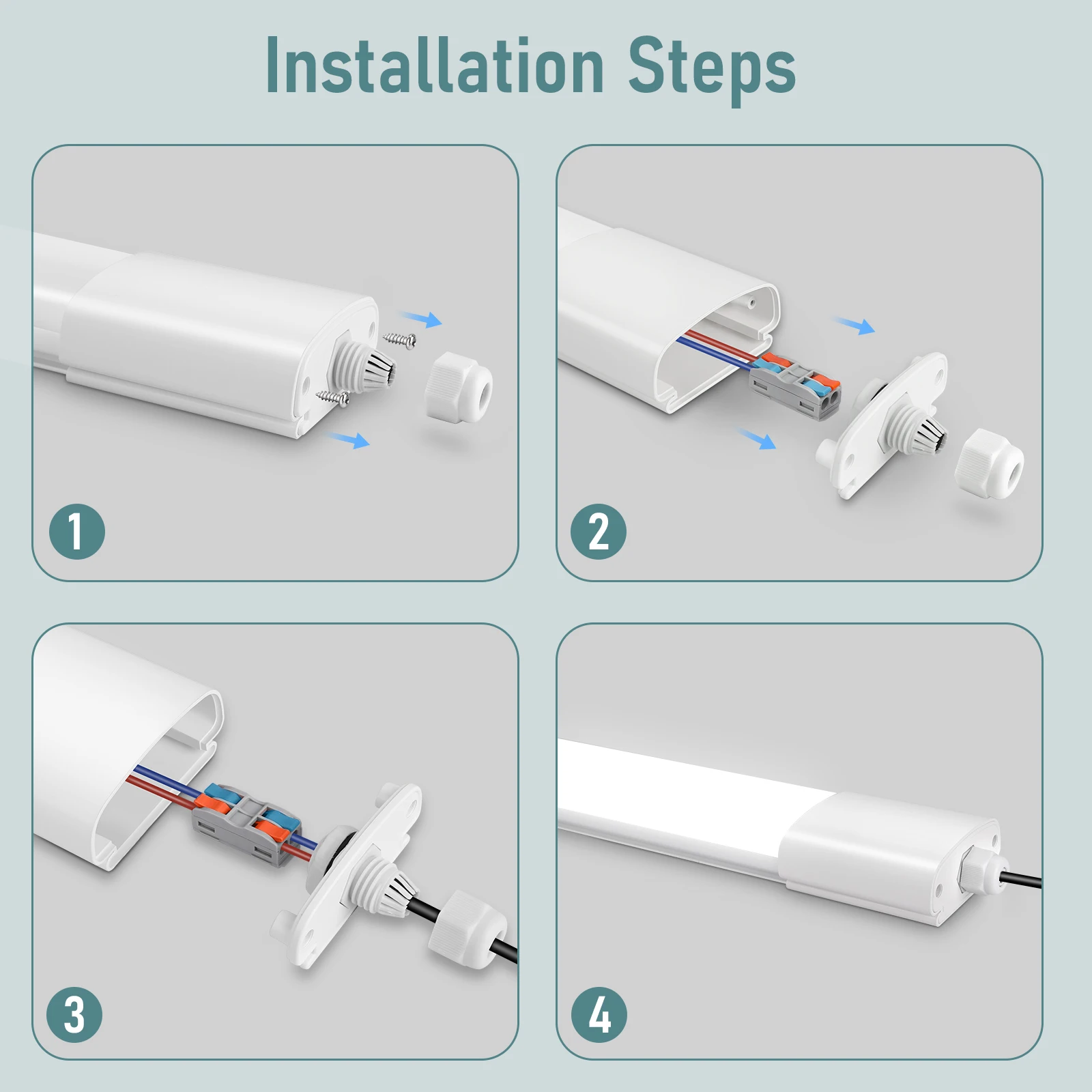3er-Pack 20 W/30 W/36 W LED-Nassraumleuchten, verknüpfbar, LED-Deckenleuchten, 4000 K, IP66, geeignet für Wohnzimmer, Küche, Keller – Detail 6