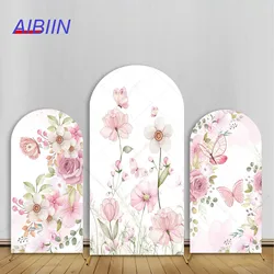 Pink Floral Arch Backdrop Cover Butterfly Girl Birthday Baby Shower Party Decoration Cake Smash Portrait Photozone Background