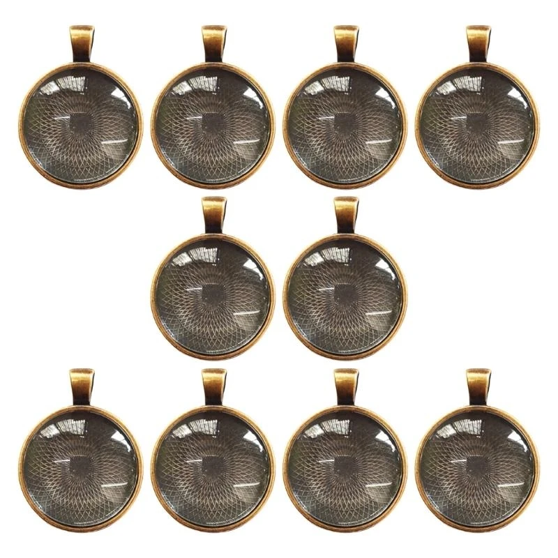 

10 Set Round Pendant Bases 25mm Pendant Accessories Jewelry Finding Alloy Texture for Jewelry and Accessory Making