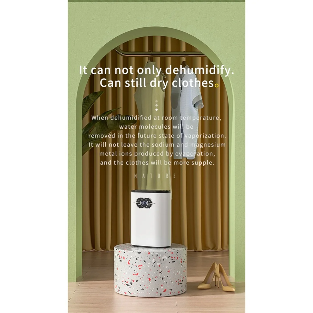 Déshumidificateur 1200ML, absorbeurs d'humidité, sécheur d'air silencieux, sous-sol, chambre à coucher, salle de bains, prise ue