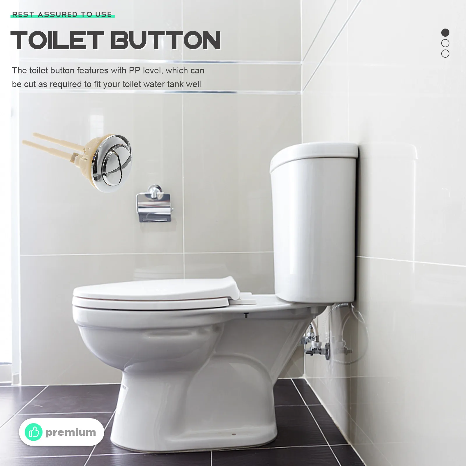 4Pcs Toilet Water Tank Push Button Dual Flush Design 48Mm Hole Compatible Round Head Flush Button High Shine Multi-Layer Plated
