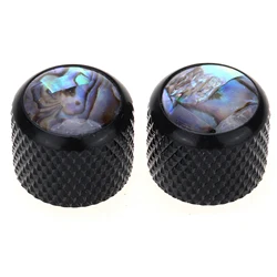 Musiclily Pro Coarse 18 Splines Steel Push-on Abalone Top Dome Control Knobs for Tele Style Electric Guitar or Bass (Set of 2)
