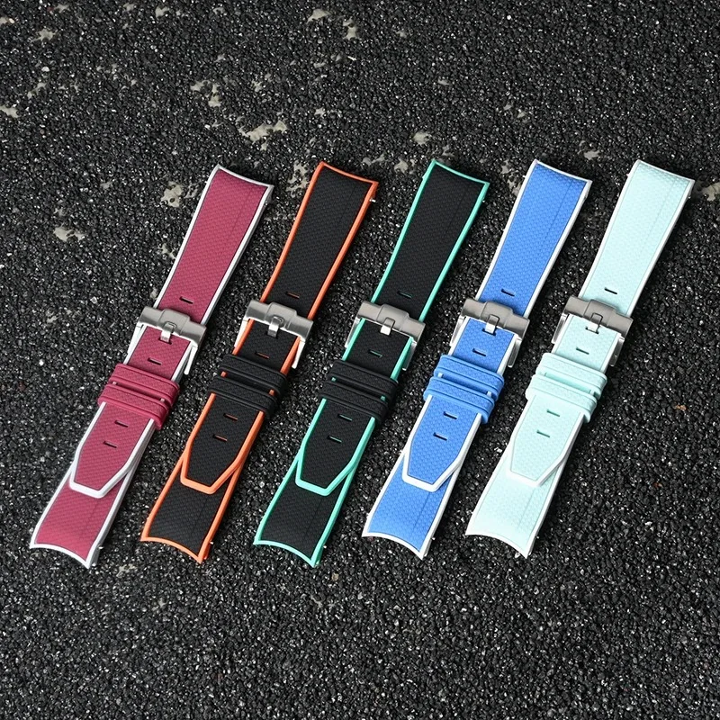 Curved End Strap for Omega X Swatch Joint MoonSwatch Planet 20mm Silicone Quick Release Watch Band Bracelet for Speedmaster