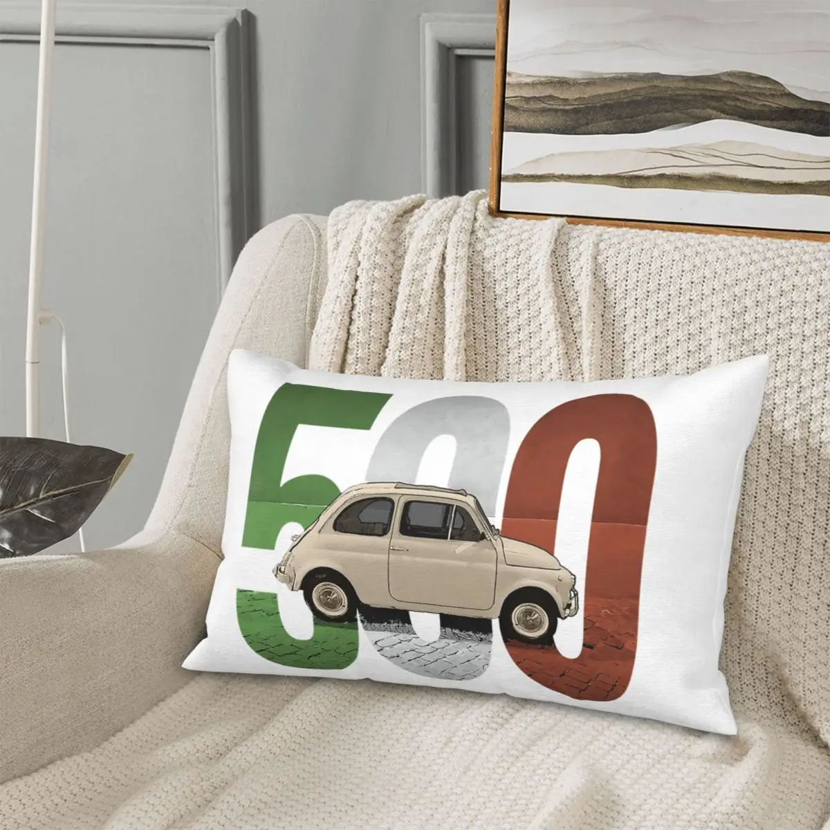 

The Classic Fiat 500 On White Rectangle Pillowcase Cushion Cover Decorative Bedroom Bed Home Comfort Throw Pillow