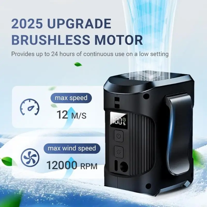 مروحة مروحة صغيرة مثبتة على الخصر مروحة مروحة الخصر مناسبة للمشي لمسافات طويلة واستخدام الصيد