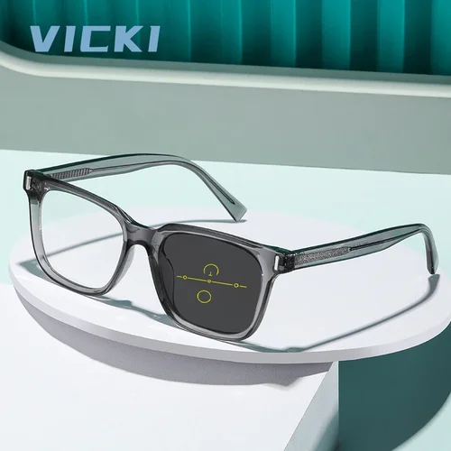 Imagen 2 del producto Gafas VICKI con montura grande geométrica para hombre, gafas multifocales progresivas, se pueden personalizar, gafas graduadas antiluz azul