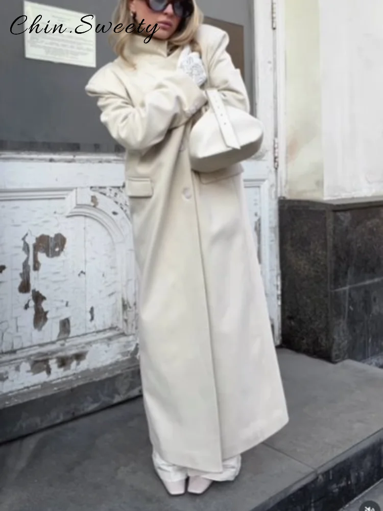 

Элегантный женский однобортный длинный плащ, свободное однотонное пальто с длинными рукавами и лацканами, осень-зима 202, женская верхняя одежда для поездок на работу ﻿