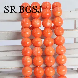 15inch 10mm AAA Real Natural Orange Sea Bamboo Coral Round Loose Beads