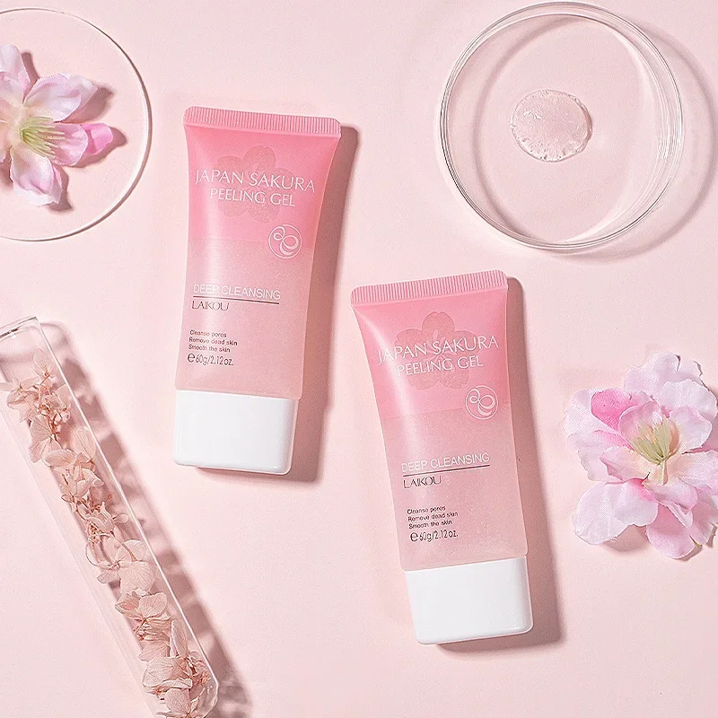 LAIKOU Sakura Gel Exfoliante Facial, Limpia los Poros, Hidrata, Controla la Grasa, 60g