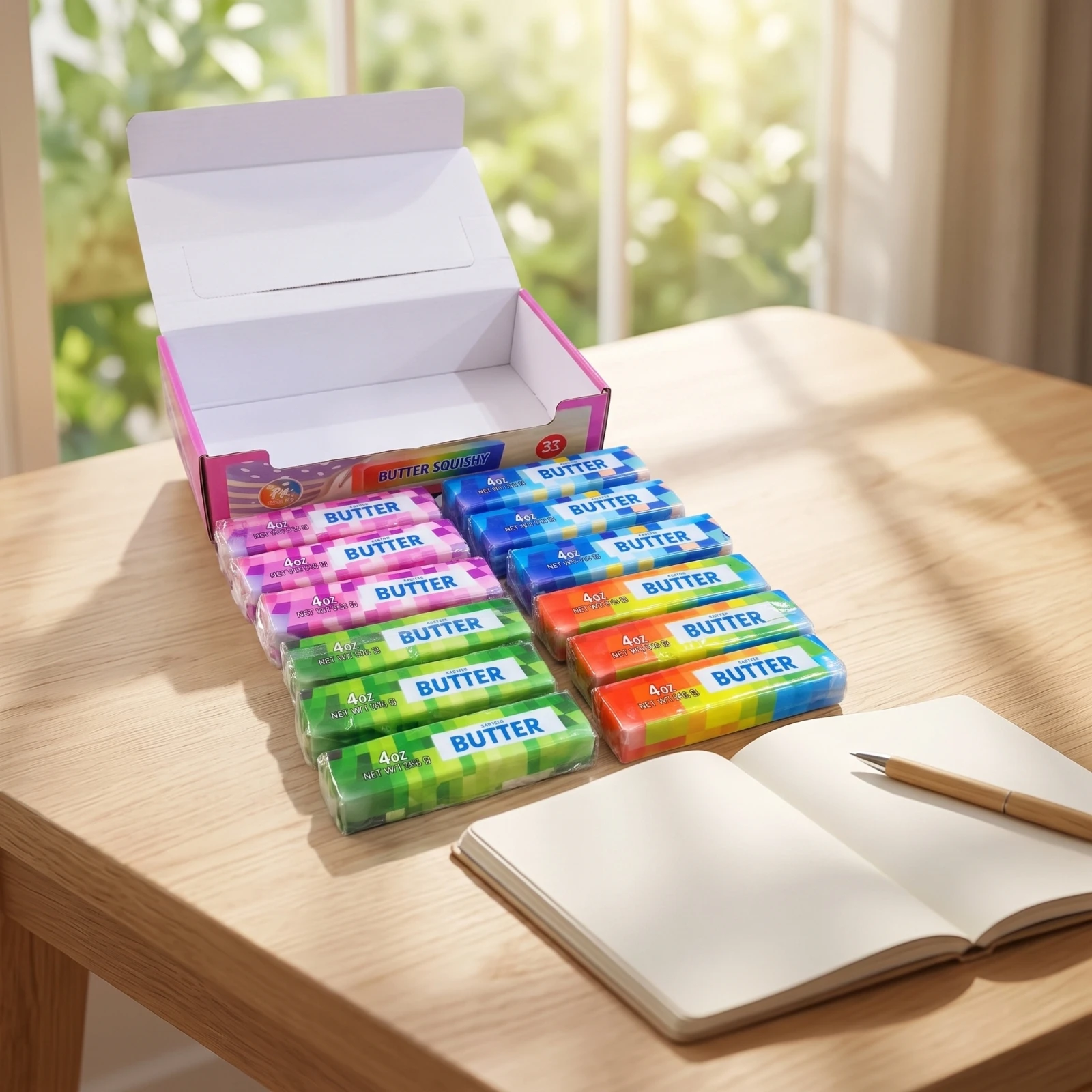 12 Pieces Butter Stick Squishy Individually Wrapped Squishy Butter Stick Slow Rebound Toy Soft Compact for Children, Office