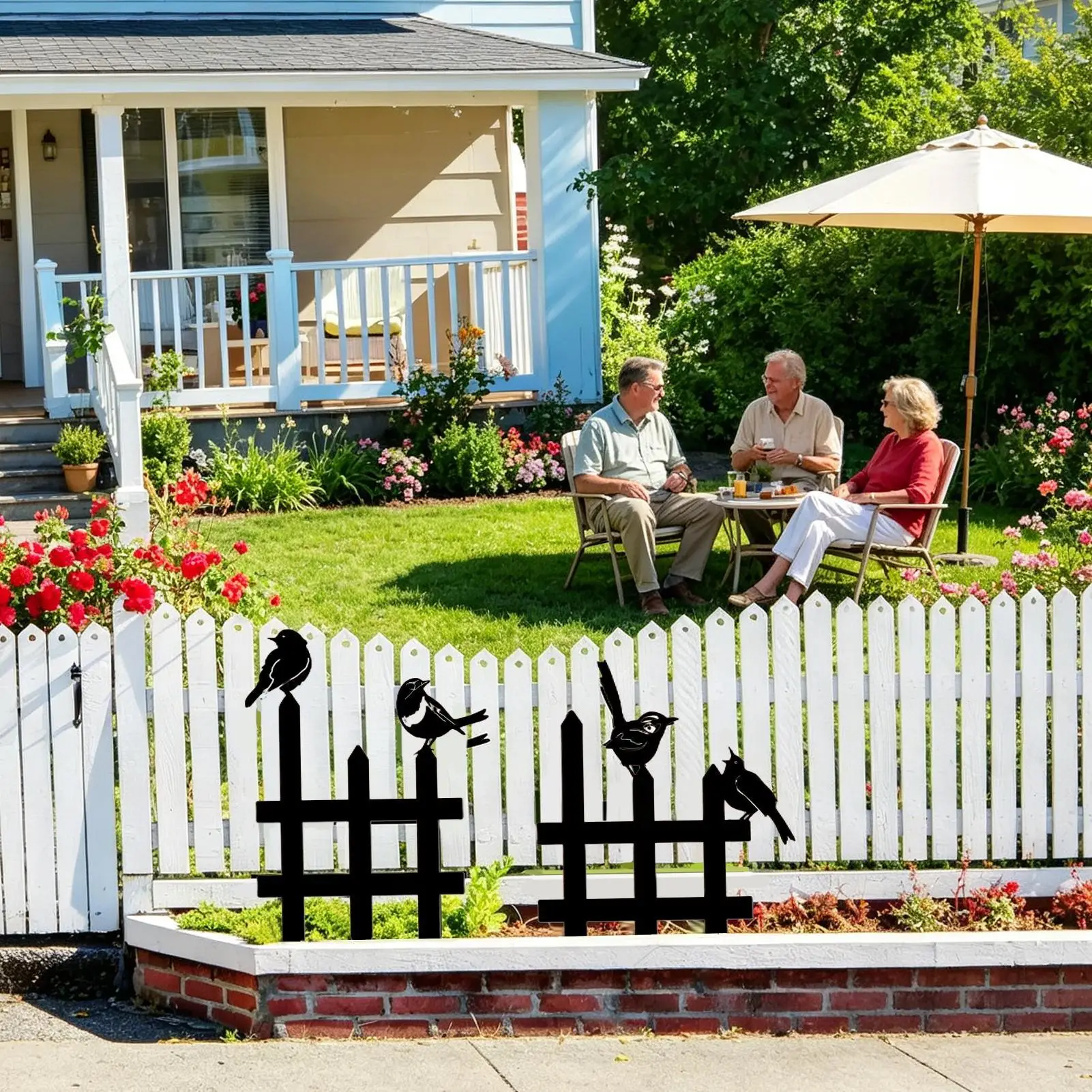 Small Garden Fence 3 Pcs Bird Design Ground Stake Edging Border for Landscape Backyard Lawn Patio Balcony Outdoor Decor
