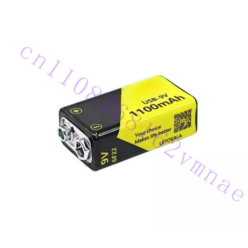 Rechargeable 9V Battery 1100mAh Lithium Ion Battery USB Type-C Charging 6F22 Replacement for Microphone Alarm Remote