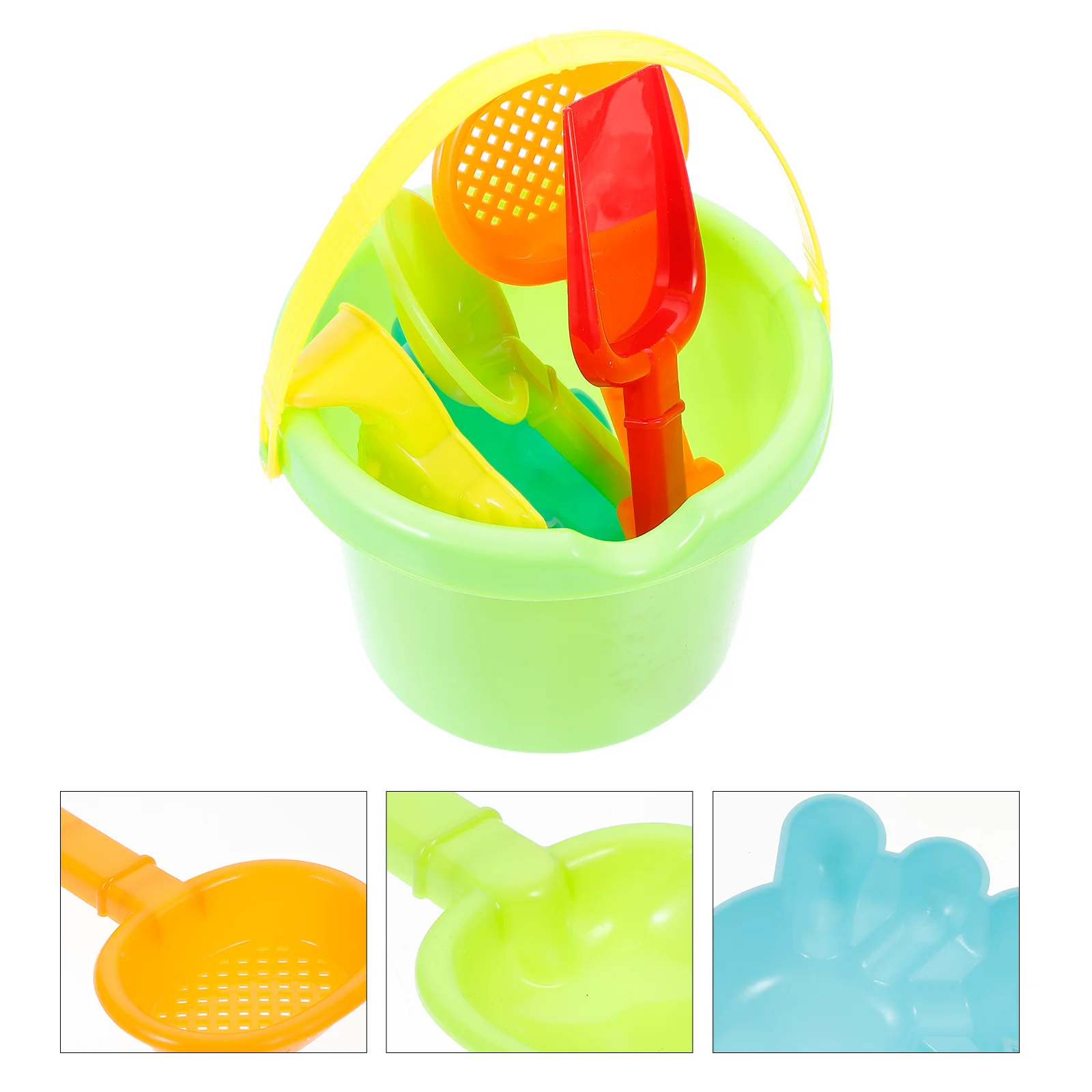 ของเล่นชายหาดของเล่นทรายเด็กมือบนถังชุดเครื่องมือพลั่วพลาสติกปลอดภัยขนาดเล็กวัสดุพรีเมี่ยมการออกแบบสีสดใสปลูกฝัง