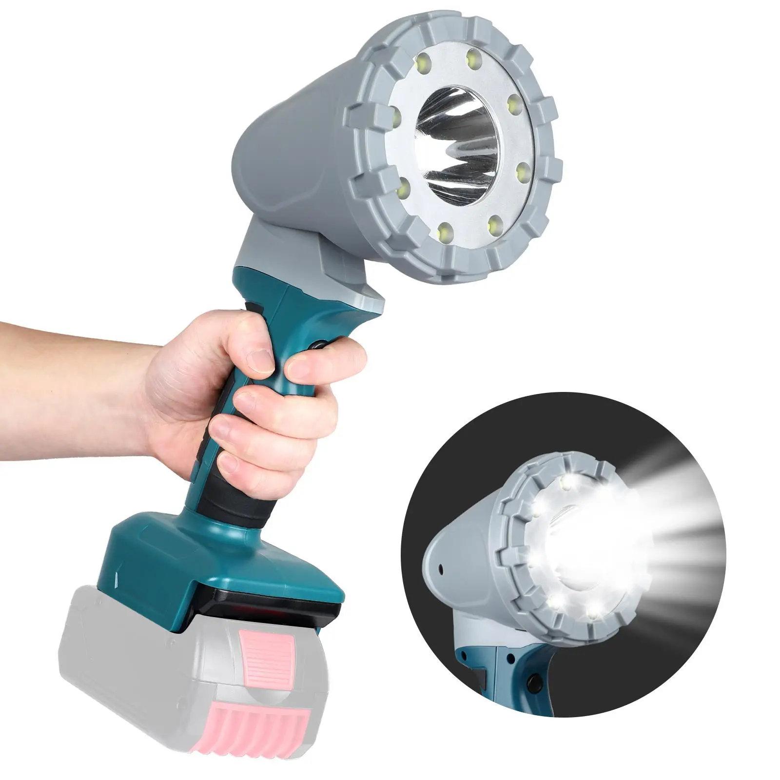 New LED Hand-held Light For Makita/Bosch/Dewalt/Milwaukee 18V Li-ion Battery 1600 Lumen LED Work Light Flashlight Spotlight Lamp