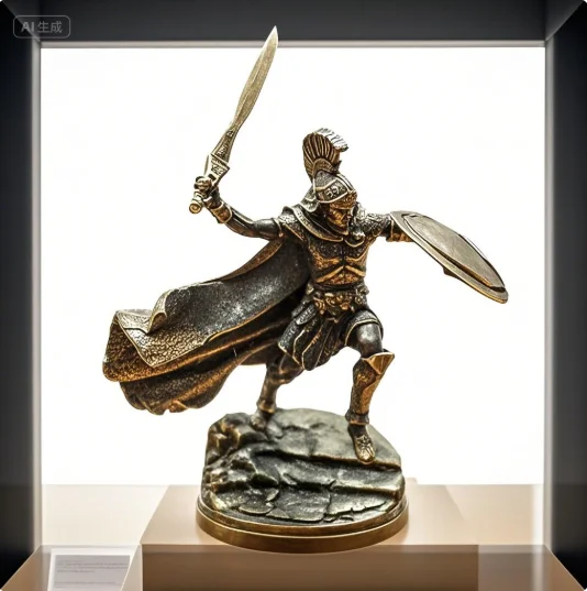 Desktop Ornament Gift Ancient White Brass Spartan Rome Knight Figurines Miniatures Vintage Soldiers Model Statue