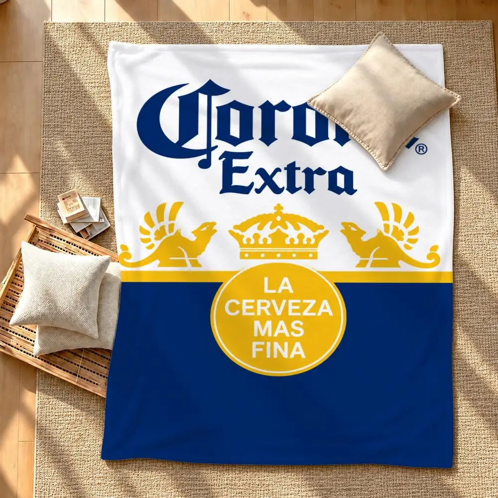 Brand beverage Corona Extra Throw Soft Plush Flannel Pet Blanket, Home Decor Cover for Sofa, Bed, Trip & Picnic