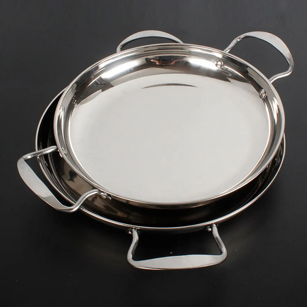 

Stainless Steel Flat Pan Double Handle Cooking Pot Household Korean Ramen Seafood Pot Kitchenware Stainless Steel Pan