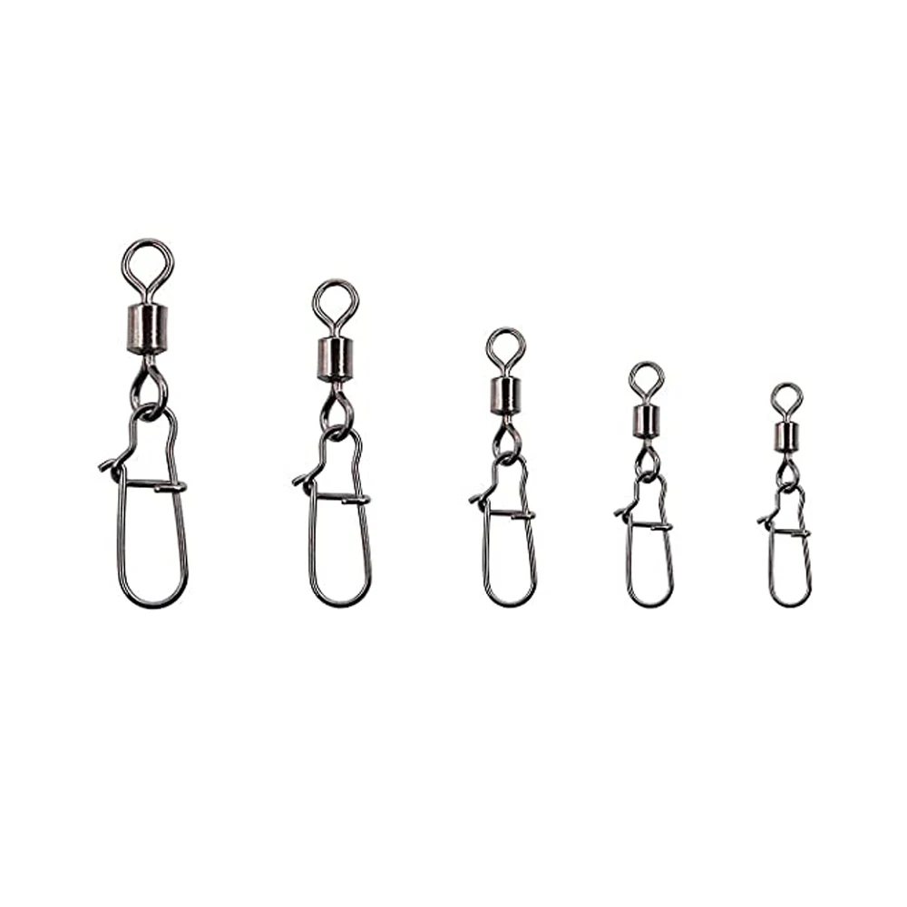 

100PCS Rolling Barrel Fishing Swivel Snaps Fishing Accessories Connector Pin Bearing Rolling Swivel Fishhook Lure Swivels Tackle