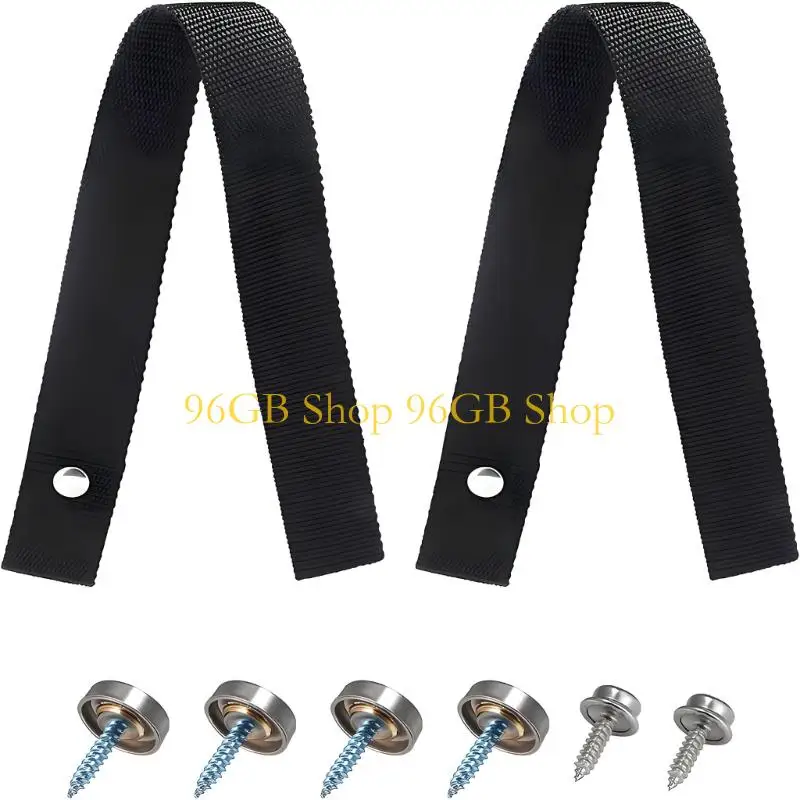 96GB Marine Ladder Strap for Boat Boarding Ladder Securing, Black Nylon Webbing with Metal Hardware for Quick Replacement