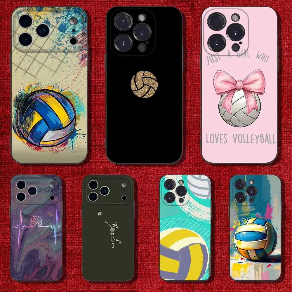 

Sport Beach Volleyball Phone Case For iPhone 6,17,16,15,14,13,12,11 Plus,Pro Max,XS,X,XR,SE,Mini,8,7,Soft Silicone Black Cover
