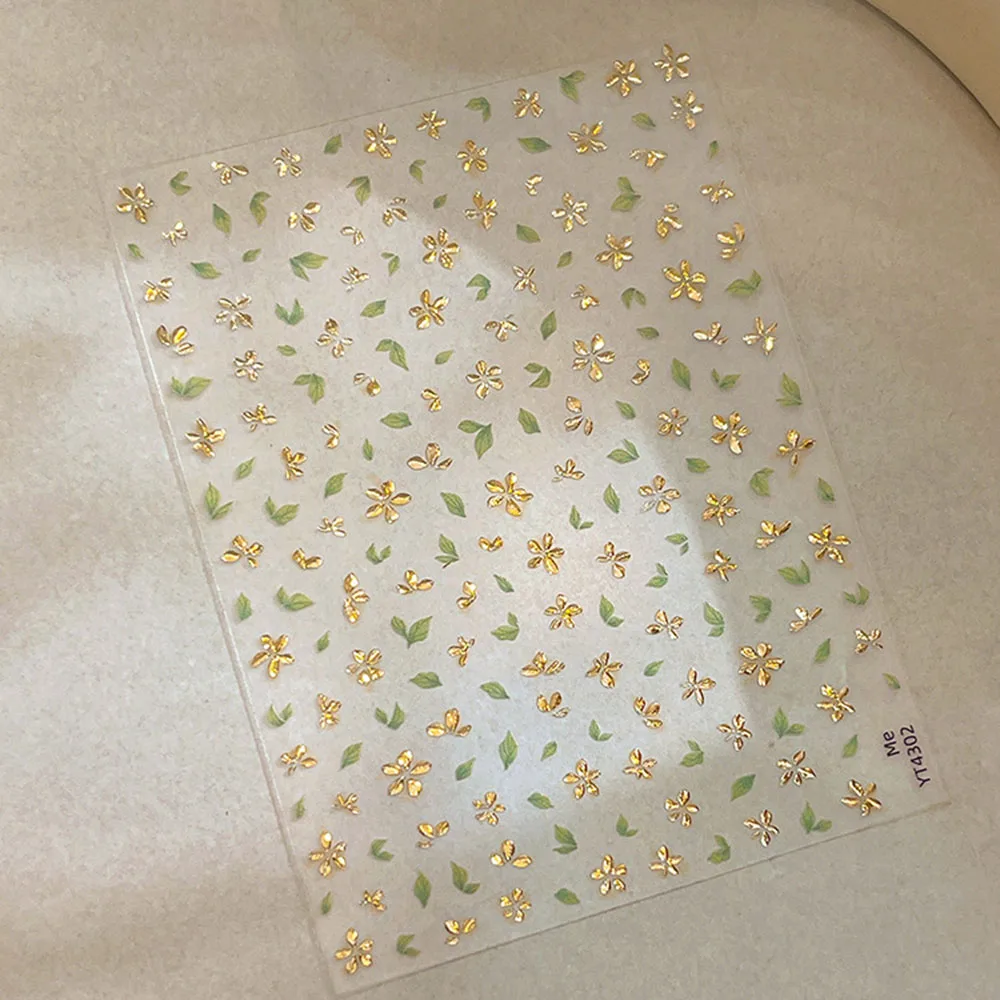 Golden Leaf Fünf Blütenblatt Blume Nagel Aufkleber Bronzing Frühling Blumen Selbstklebende Rückseite Blüte Nagel Slider Dekoration Zubehör