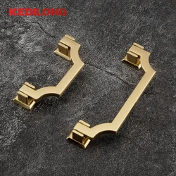 KEDLO Furniture Hardware Modern Simple Bridge Type Flat Gold Handle Nordic Style Drawer Cabinet Zinc Alloy Handle Cabinet Handle