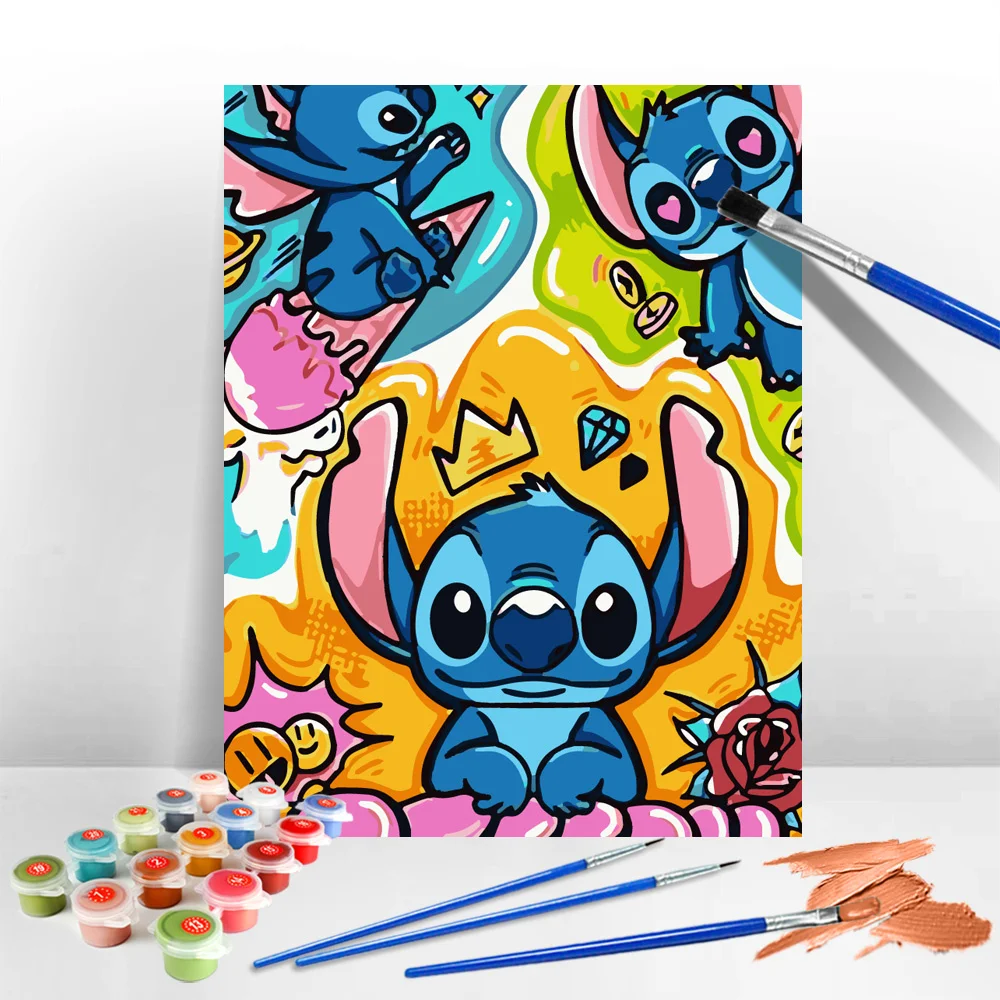 Disney Painting By Numbers Lilo Stitch Acrylic Paint Kit Cartoon Drawing On Canvas Picture Artcraft Handpainted Home Decor