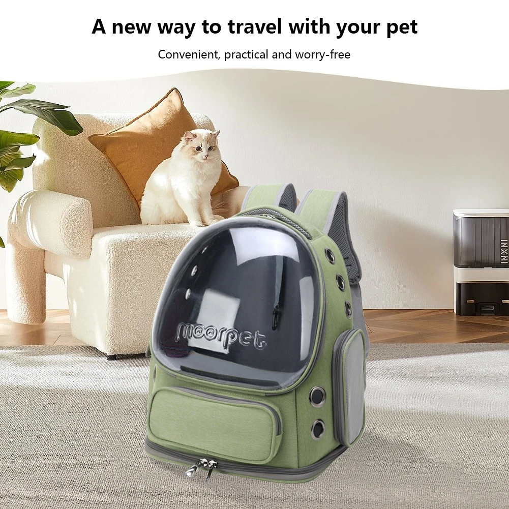 Space Capsule Pet Backpack Breathable Puppy Carrying Bag Oxford Cloth Transparent Cover Waterproof Portable Pet Carrier Supplies