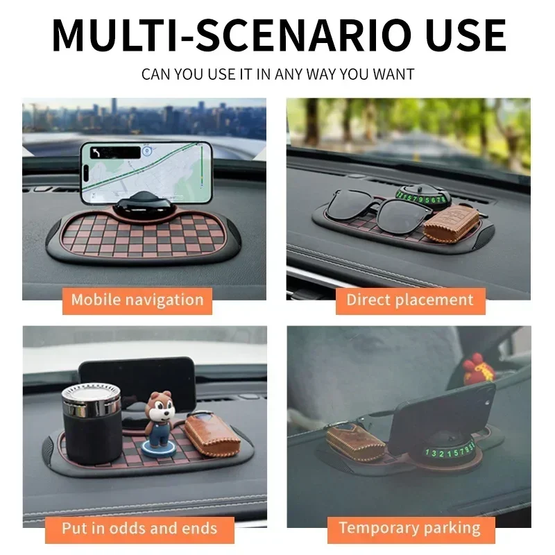 Car Non Slip Dashboard Mat Anti-skid Rubber Pad Mobile Phone Sunglasses Multifunction Holder Accessories Interior Automobiles