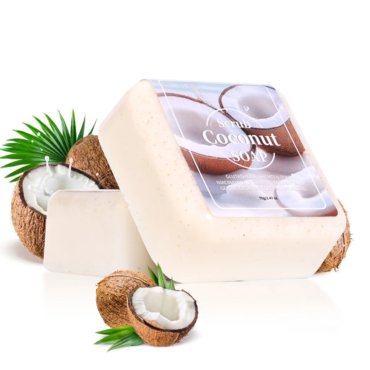 Jabón de limpieza blanqueador con aceite vegetal natural de glutatión de coco, viaje portátil, viaje de negocios, hotel, limpieza y baño, jabón de aceite esencial, jabón hecho a mano