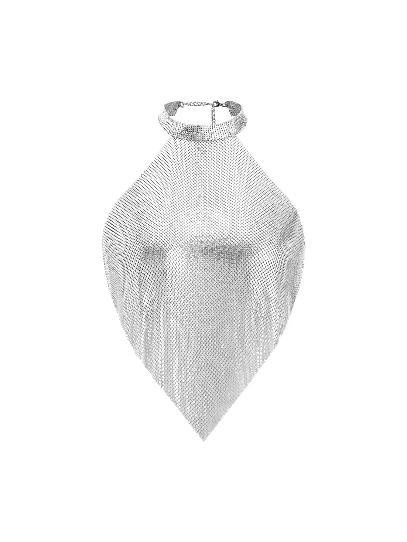 AKYZO metaliczne cekiny seksowna impreza w klubie nocnym pikantny top dziewczęcy modna europejska i amerykańska kamizelka z wiszącą szyją dla kobiet