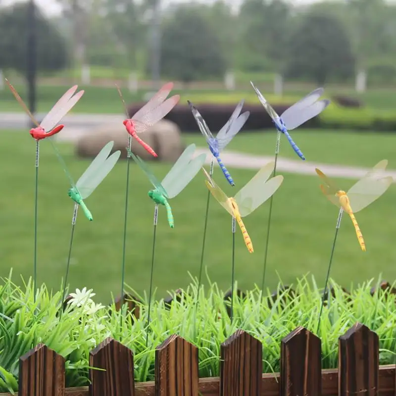 [5/10pcs Colorful 3D Dragonfly Garden Yard Flower Arrangement Outdoor Planter Decoration]