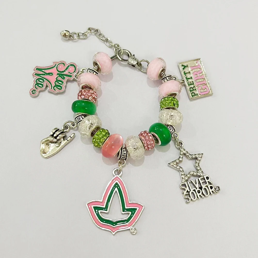 

Greek Ivy Skee Wee Palm Silver SOROR Pretty Girl Letter Pendant Party Alpha Bracelet