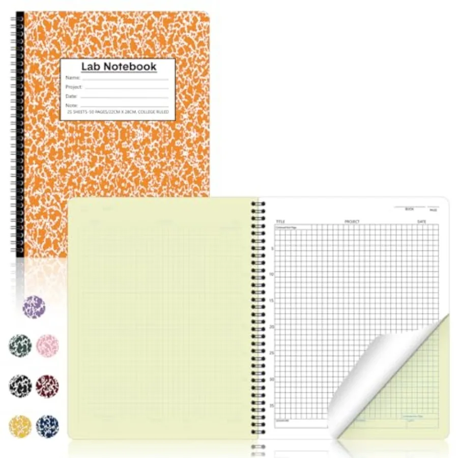 1 Pack Carbonless Lab Notebook Carbon Copy 8.5'' x 11'' Total Laboratory Engineering Chemistry Computation Notebook Science Gri