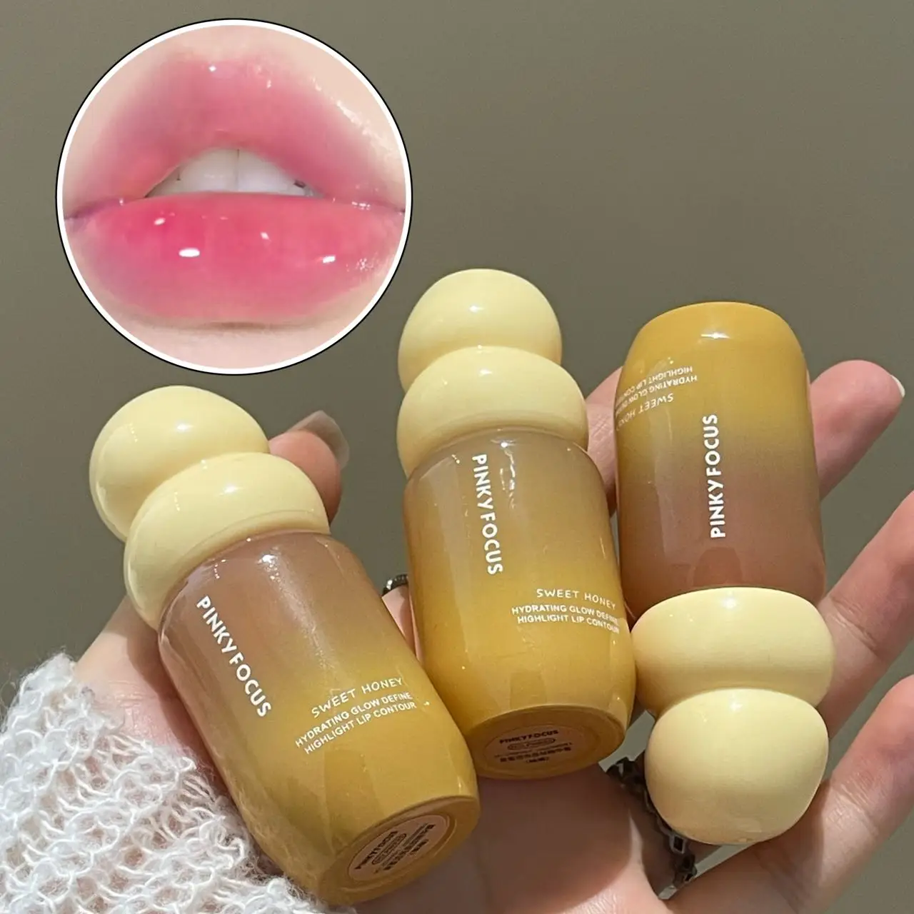 Pinkyfocus Hydrating Lip Serum Gloss - Fruit Nectar Transparent, Dewy Glass Look, Long-Lasting Cosmetics
