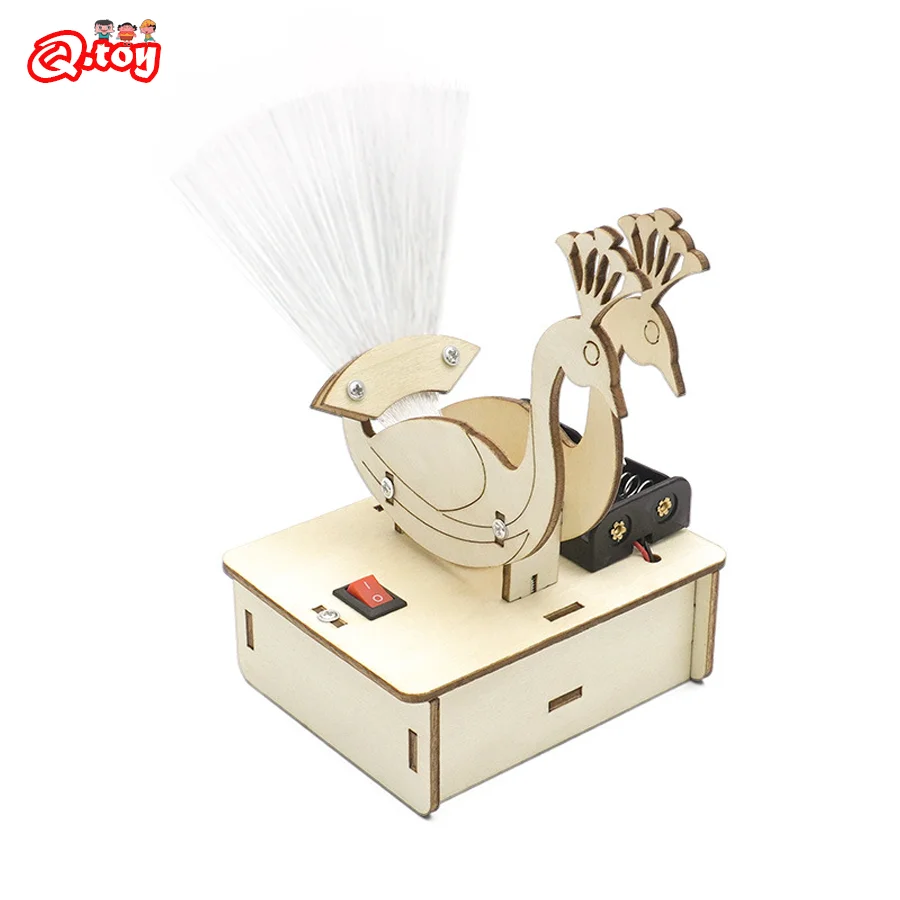 Fibre de paon pour enfants, jouets scientifiques légers, kit de tige électrique assemblé pour adolescent, matériel d'expérimentation fuchsia pour enfants, bricolage