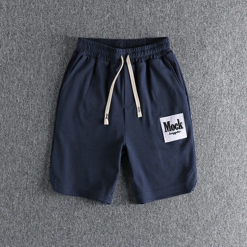 K983# Summer New American Retro Waffle Knitted Shorts Men's Simple Letter Embroidered Patches Casual Sports 5-Point Pants