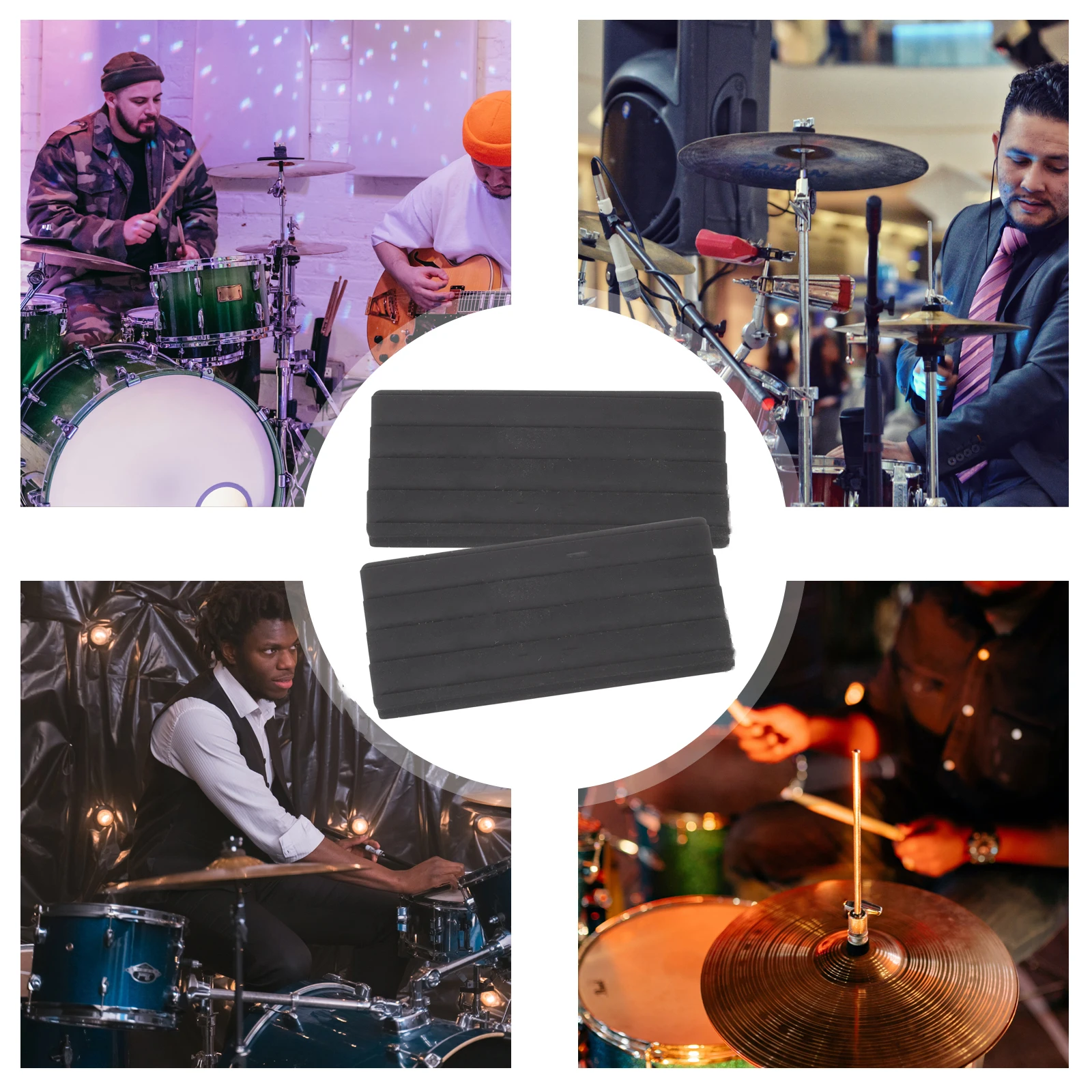 

2 Pcs Pedal Non-slip Rubber Pad Man Instrument Accessory Protector Drum Accessories