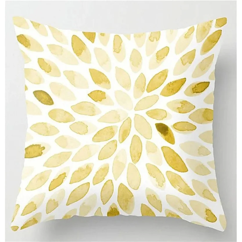 Home Decor Golden Leaf & Wave Pattern Pillow Covers Pattern Cushion Cover Suitable for Sofa Bedroom Car Pillow Cover