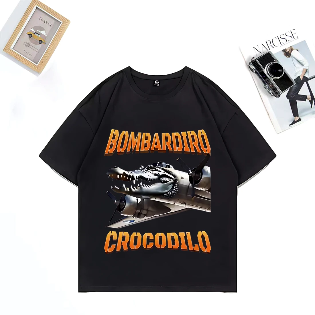 

Bombardiro Crocodilo Crocodile Plane Bomber Funny Humor T-shirt Men Women's Casual Cotton Short Sleeve T Shirts vintage T-shirts
