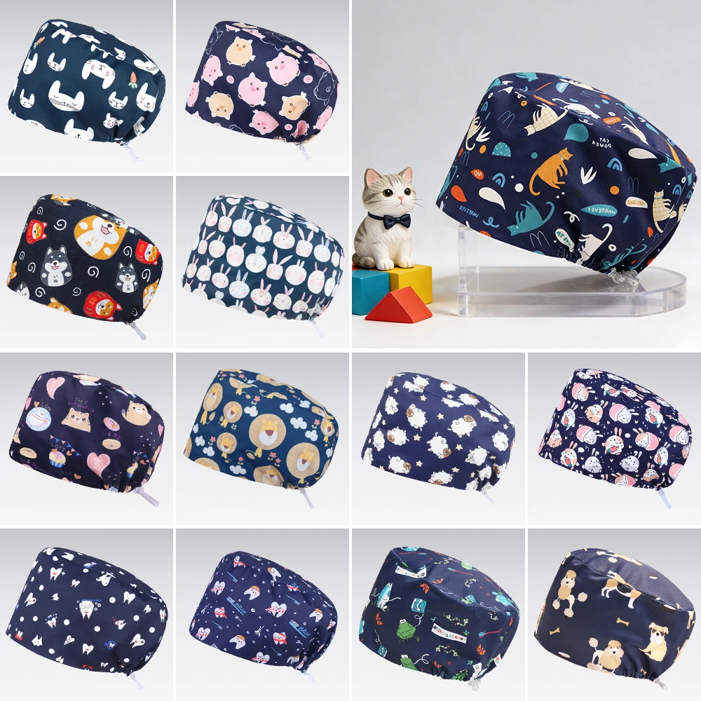 Anti-static Medical Men Hats 100% Polyester Long Hairs Scrub Caps TOOTH Dental Hospital Nursing Hat K1021