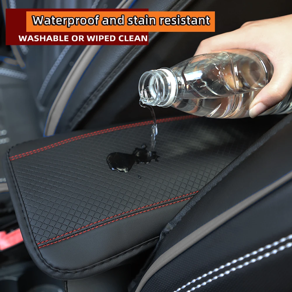 Farblich abgestimmtes doppelsträngiges PU-Leder mit Karomuster und geprägtem Auto-Armlehnenpolster, Mittelkonsolen-Pad, Auto-Dekorationsartikel – Detail 2