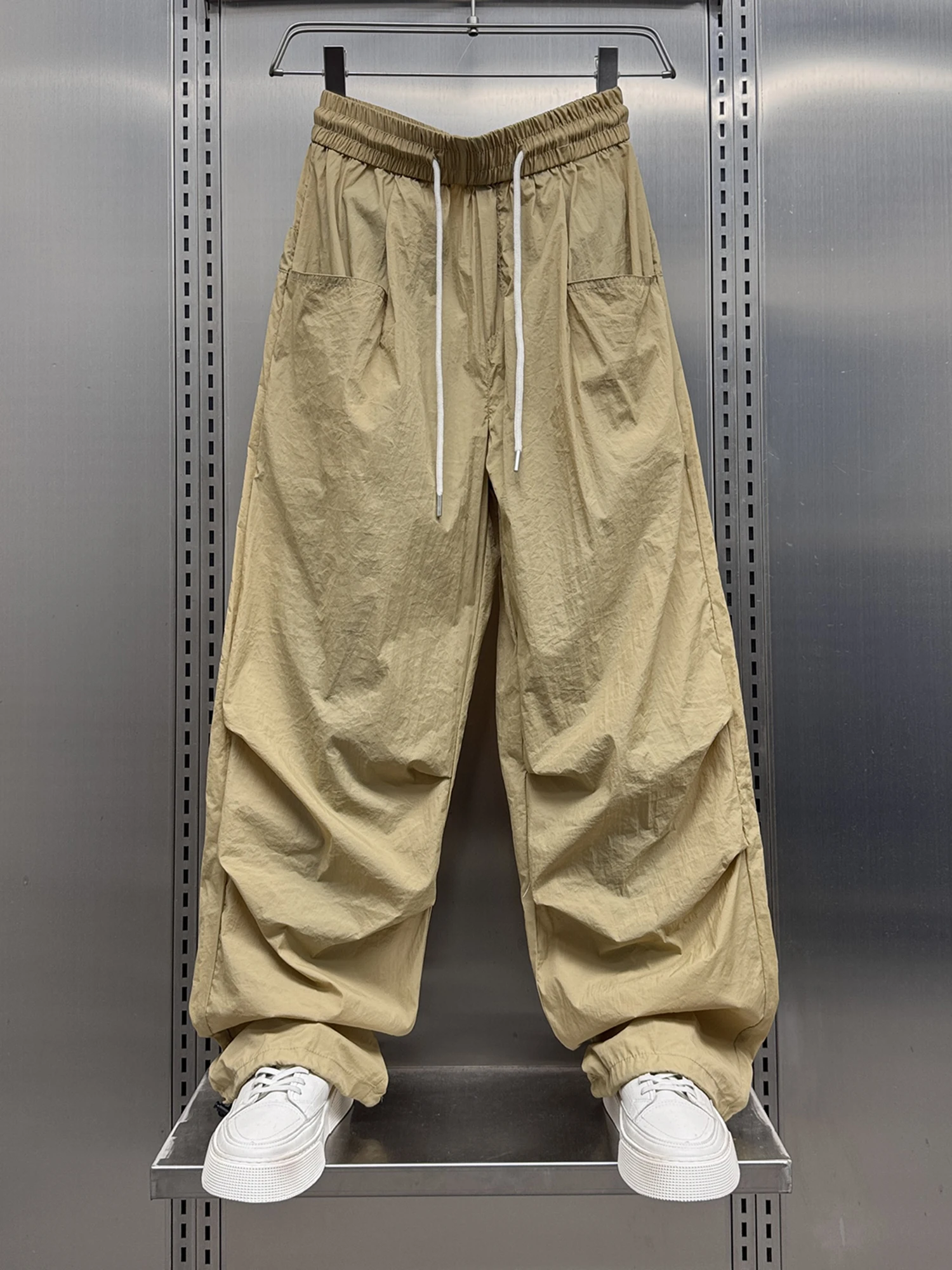 

Новые летние ультратонкие мужские повседневные брюки: быстросохнущие, свободные, прямые, в стиле харлем, с завязками, карго, свободного кроя, джинсы с прямыми штанинами