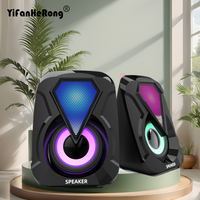 USB Wired Computer Speakers Colorful LED Light Bass Stereo Subwoofer for Laptop Smartphones MP3 Player