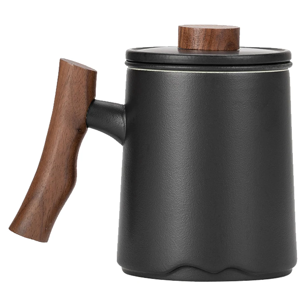 

Ceramic Tea Cup 360ml White Wood Handle Filter Large Capacity Easy Cleaning Suitable Occasions Perfect Gift Ceramic