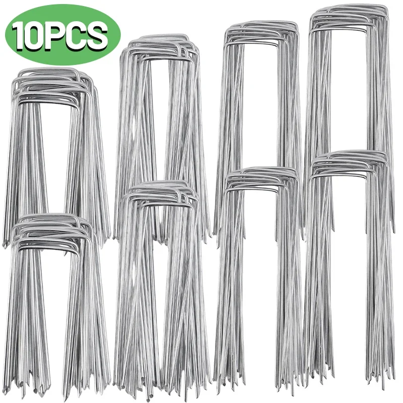 Heavy-duty Fence Tubing Stakes Sod Pins U-type Garden Staples Galvanized Landscape Spike For Holding Lawns Barrier Ground Nail