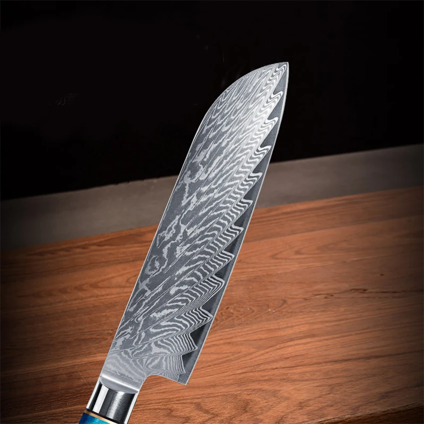 Damascus Kitchen Knife Chef Japanese Knife High Carbon Steel Butcher Knives Utility Slicing Santoku Cooking with Resin Handle