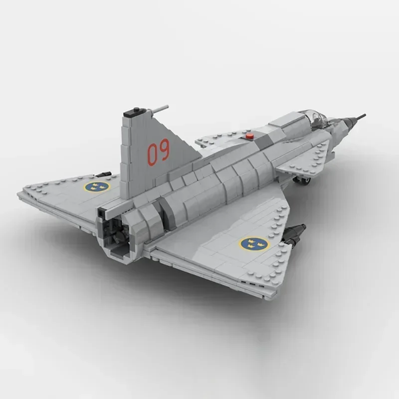 Bloques de construcción Moc modelo militar 1: 35 JA AJ-37 Viggen Fighter tecnología bloques modulares regalo juguetes de Navidad juegos DIY montaje