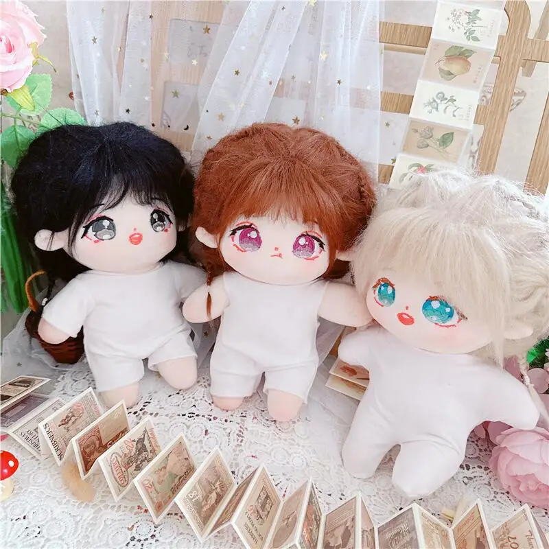 

Кукла Плюшевая с коротким рукавом, милая мягкая кавайная хлопковая кукла с полным телом без атрибутов, одежда «сделай сам», аксессуары для игрушек, 20 см